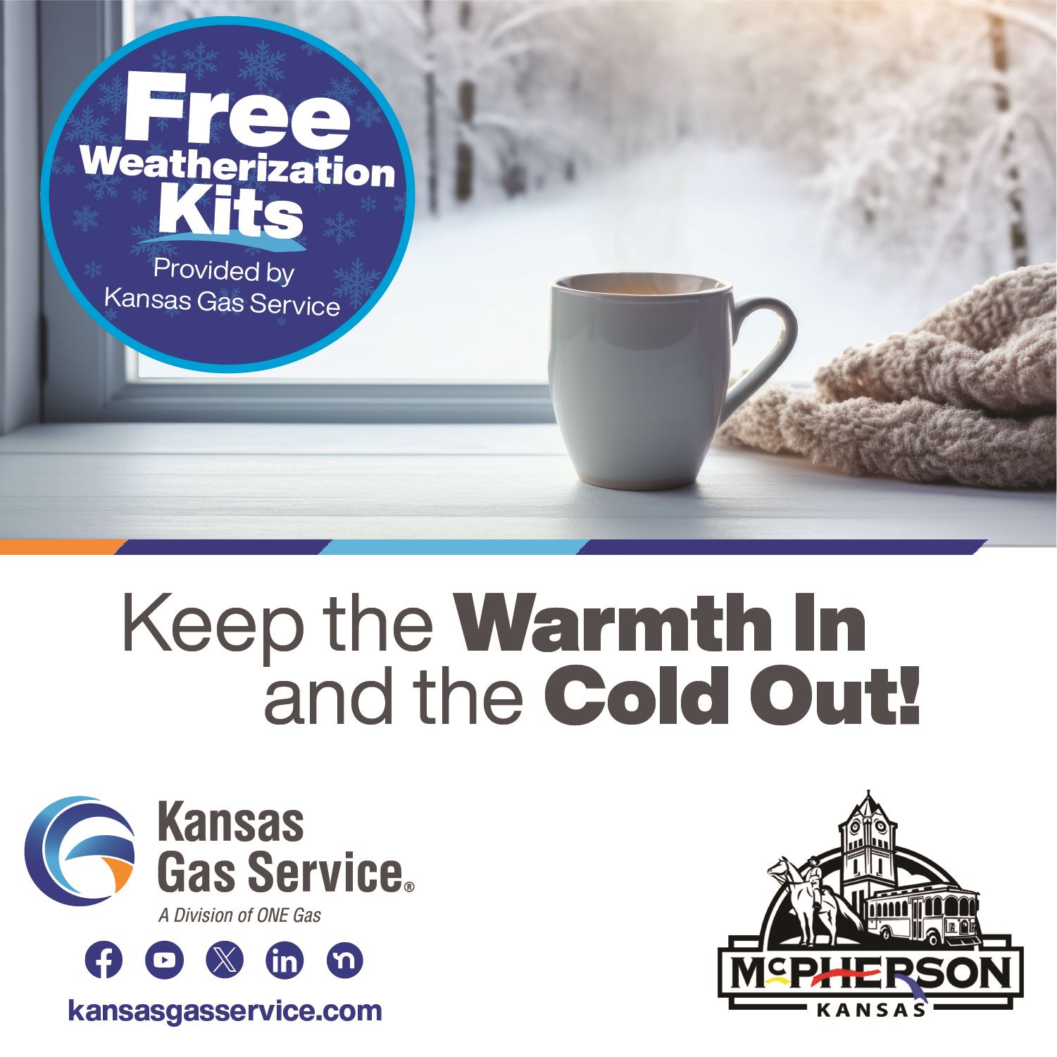 Advertisement for free weatherization kits through the City of McPherson