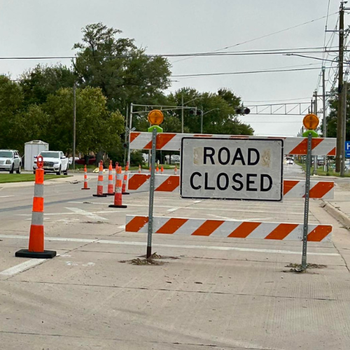 Road closed on West First Street